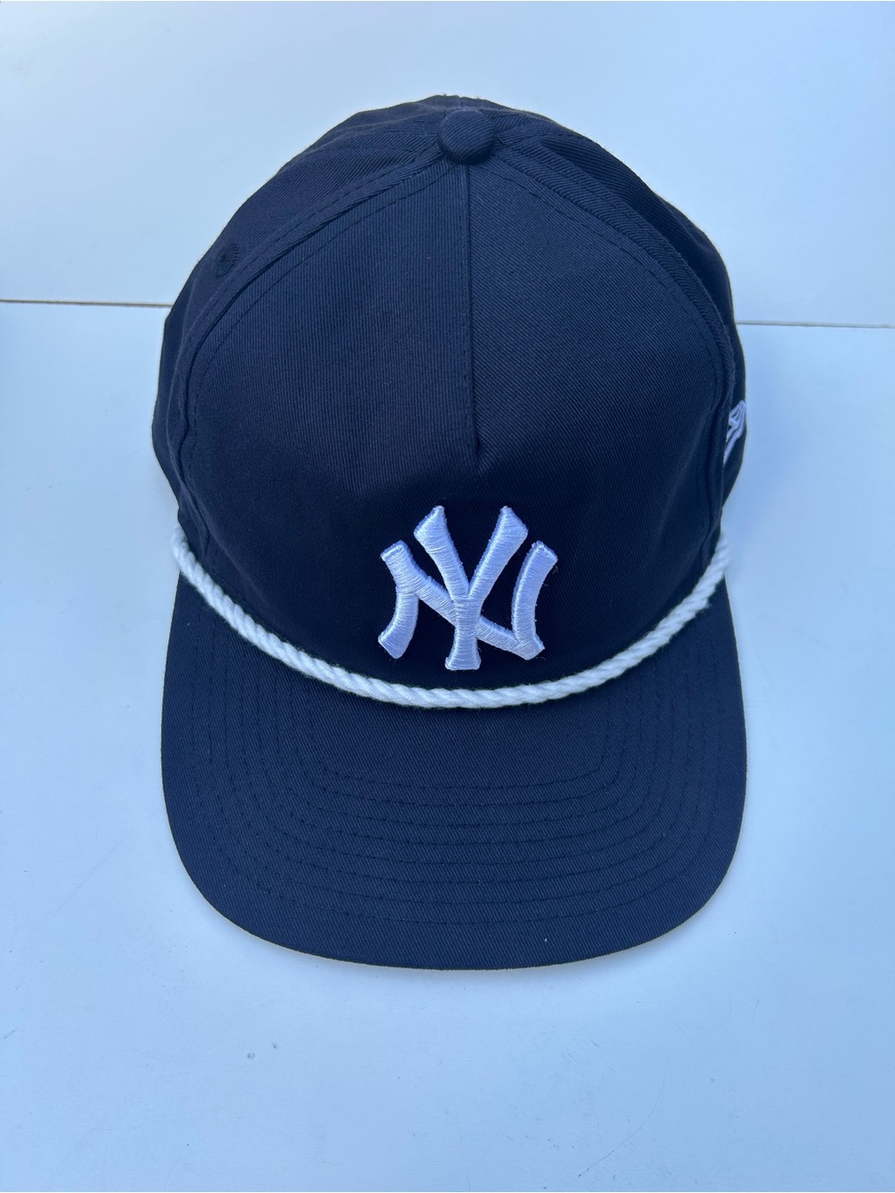 NEW ERA Men NY Yankees Rope-Trim Baseball Hat, Navy, Embroidered White NY Logo